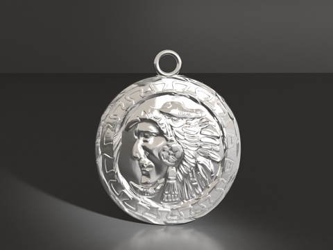  印第安人头像吊坠3d模型 