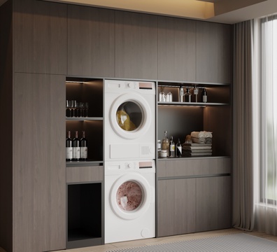  现代洗衣机柜 阳台柜3d模型 