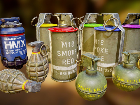  现代手榴弹合集3d模型 