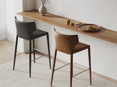 Baxter现代吧椅 皮革椅子 休闲椅su模型