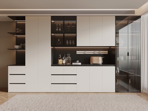  现代酒柜 餐边柜su模型 