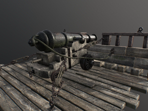  旧海军炮3d模型 