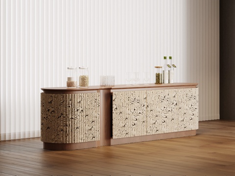  现代中古风餐边柜 矮柜3d模型 