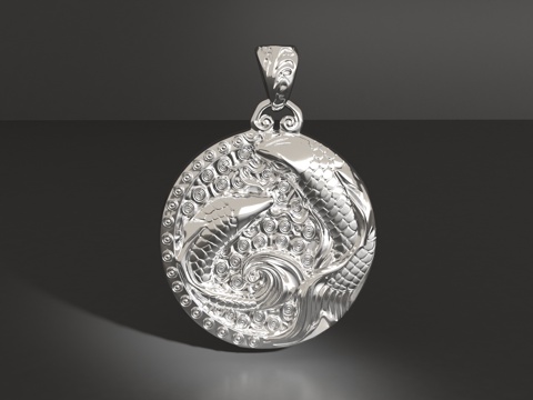  双鱼吊坠3d模型 