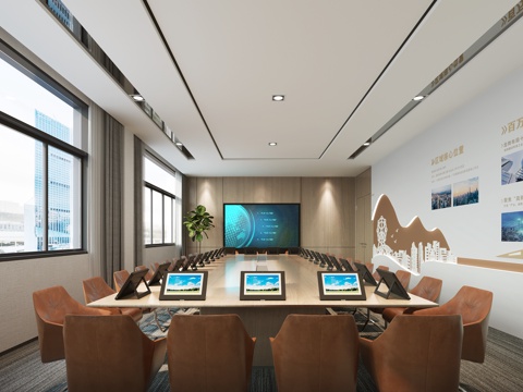  现代会议室 会议桌椅3D模型3d模型 