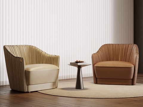 现代单人沙发 皮革沙发su模型