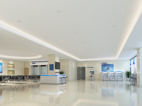  现代建设银行 智慧银行 领号机 自助服务机3d模型 