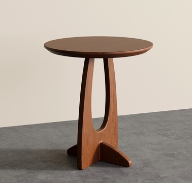  复古中古边几 实木圆形边几 小茶几3d模型 