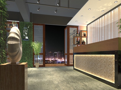  工业餐厅 餐桌 服务台 摆件3d模型 