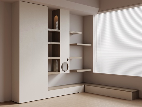  现代宠物柜 猫爬架su模型 