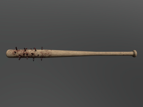  血迹尖刺棒球棍3d模型 