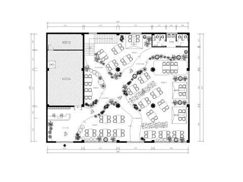 露营风复古餐厅 最新平面施工图合集cad施工图