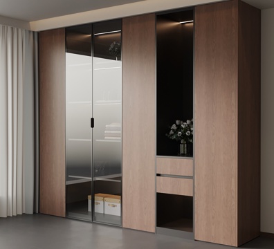  现代中古风衣柜3d模型 