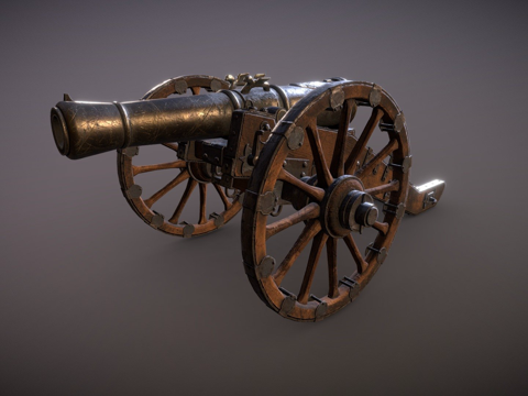  青铜加农炮3d模型 