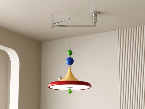 包豪斯摇臂吊灯 多巴胺餐厅吊灯 孟菲斯吊灯 奶油吊灯su模型