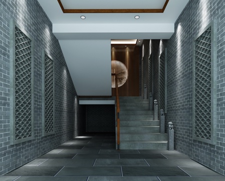  中式楼梯间效果图3d模型 