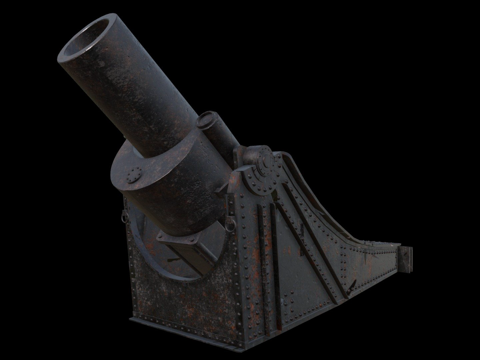  克虏伯210毫米1885年榴弹炮3d模型 