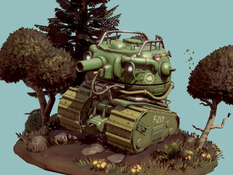  茶壶坦克3d模型 