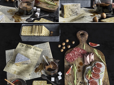  西式早餐3d模型 