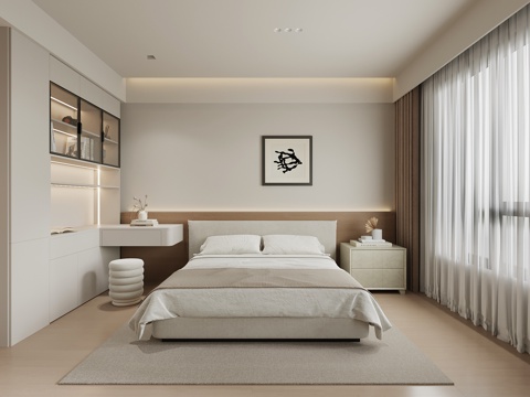  现代卧室 衣柜 双人床3d模型 