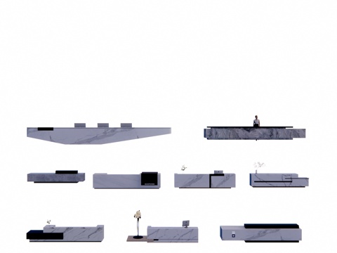  前台 公司前台 展厅su模型 