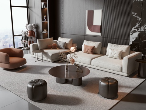  Minotti现代沙发茶几组合3d模型 