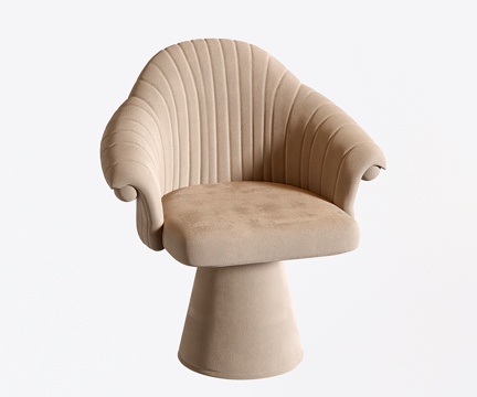 法式奶油单人沙发 沙发椅 梳妆椅 化妆椅 休闲椅su模型