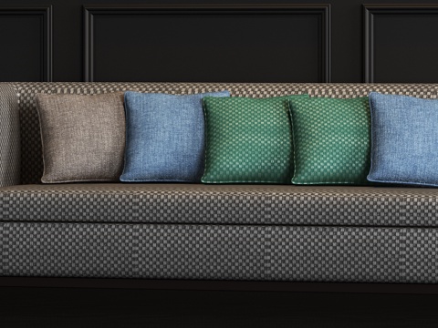  现代布艺沙发躺椅枕头组合3d模型 