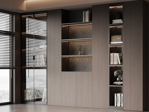  现代意式书柜 通顶柜3d模型 