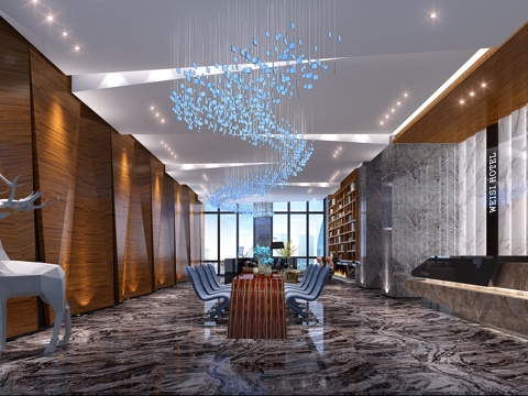  现代酒店大厅3d模型 