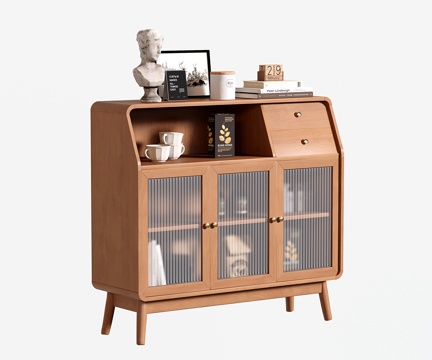  法式餐边柜 中古风茶水柜 收纳柜 储物柜 边柜3d模型 