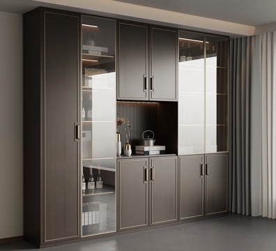  新中式酒柜 餐边柜3d模型 