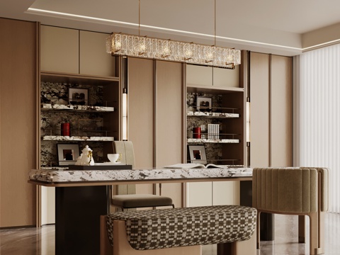  现代书房 书房 书柜3d模型 