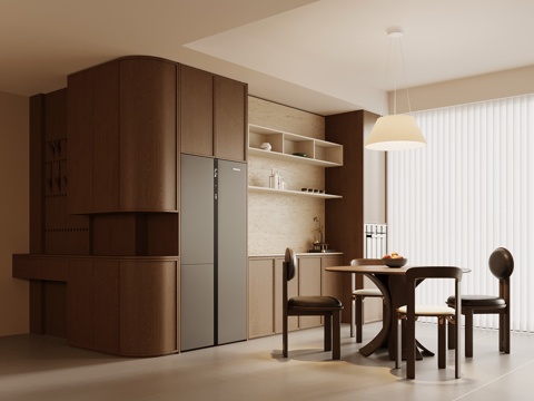  中古风餐厅 餐桌椅 酒柜3d模型 