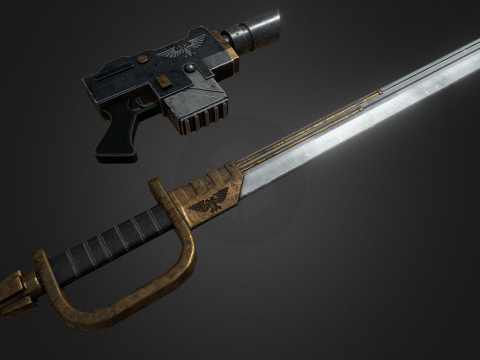  战锤40K帝国卫队政委武器3d模型 