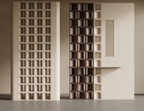 中古风玄关 侘寂玄关su模型