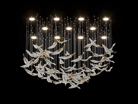  Cloyd 羽毛装饰吊灯3d模型 