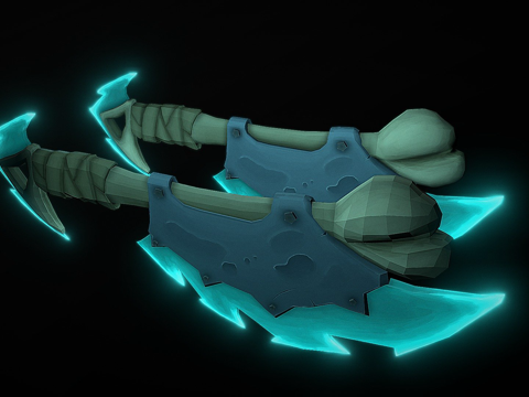  冰斧光滑骨骼对比3d模型 