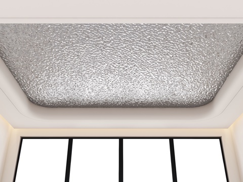  宅寂风格吊顶 圆形异形吊顶 圆形吊顶 不锈钢波纹吊顶 奶油风3d模型 