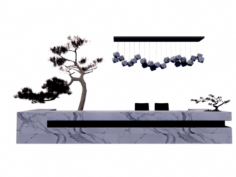  前台接待 办公室 展厅su模型 