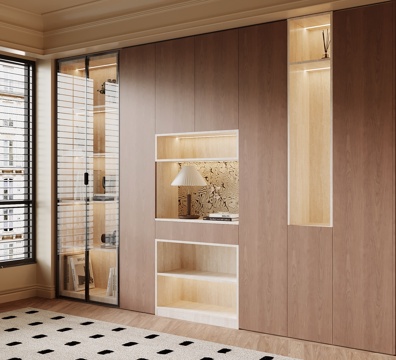 现代中古风书柜 置物柜su模型