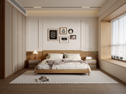  侘寂日式风卧室3d模型 