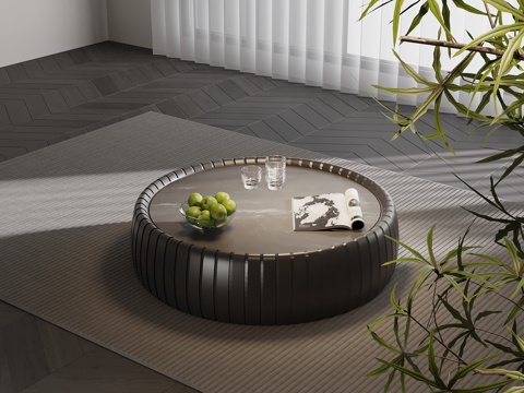  现代茶几 圆形茶几3d模型 