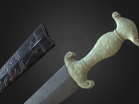  莫卧儿玉柄坎查匕首3d模型 