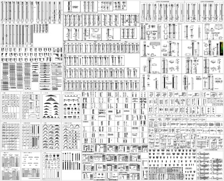  帽沿罗马柱装饰板雕花脸线花瓶柱角花线条CAD素材图库cad施工图 