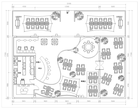 户外露营风酒吧 最新平面施工图合集cad施工图
