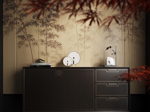  新中式玄关柜 边柜3d模型 