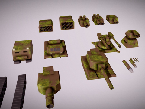  军用坦克与武器3d模型 