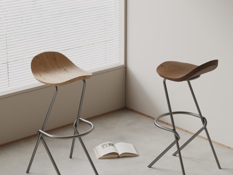  现代实木凳子 创意凳子 吧凳3d模型 