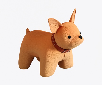  现代动物沙发凳 毛绒玩具 法斗狗凳子3d模型 